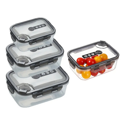 TYGJJ 3 Tópers Herméticos Plástico Rectangulares Gris Tapa Para Lunch,set de topper,toppers hermeticos,topper hermeticos comida,topper plastico mayoreo,topper plastico economico,toppers plastico | Meses sin interés