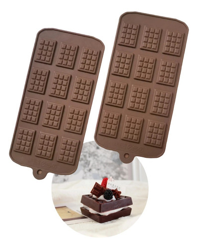 Molde De Silicón Mini Barras Chocolate Velas Jabón 2 Pzas