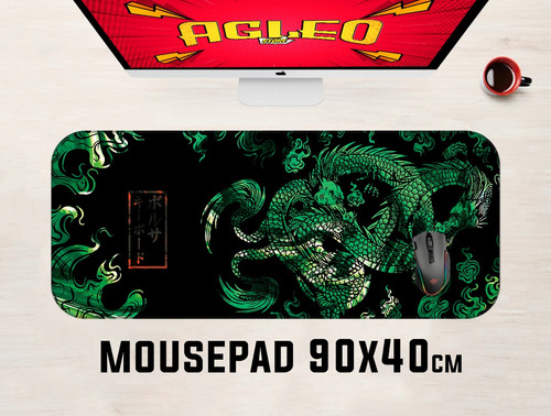 Mouse Pad Gamer Dragão Chinês Grande 90x40 Personalizado