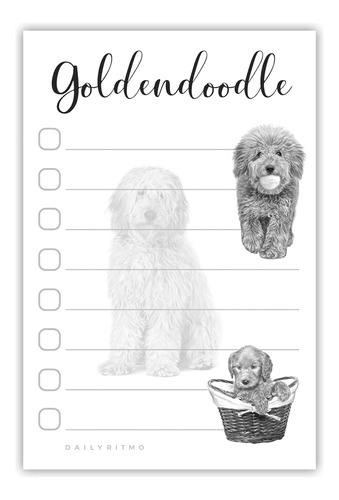 Bloc De Notas Adhesivas De Cachorros Goldendoodle Lista...