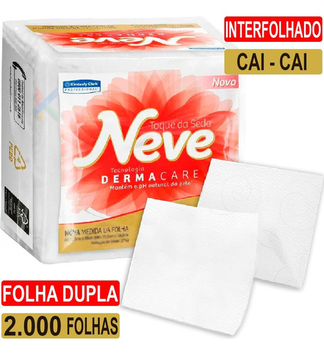 Papel Higiênico Neve Cai Cai Interfolhado Macio C/ 3.000 Fls