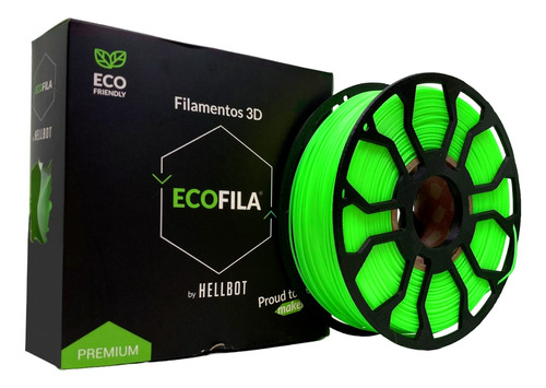 Filamento 3d Ecofila Hellbot De 1.75mm Y 1kg Verde  Fluo 