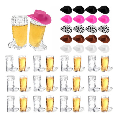 80 Pzs Mini Vasitos Botas Vaqueras Con Sombrero Para Fiesta | Meses sin interés