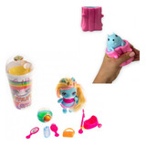 Combo Muñeca Slime Con Accesorios + Squishy Ardilla