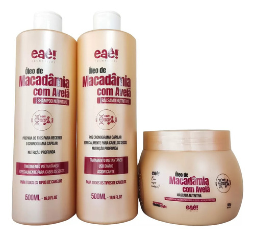 Kit Óleo De Macadâmia Com Avelã Eaê Cosméticos