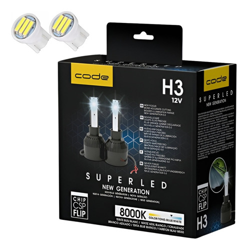 Kit Super Led Tech One Code 8000k H1 H3 H4 H7 H8 H11 Hb3 Hb4