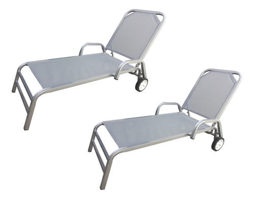 Reposeras X2 Poltronas Pileta Jardin Playa Color Gris 