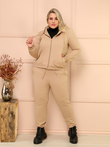 Conjunto Moletom De Frio Feminino Plus Size Quentinho