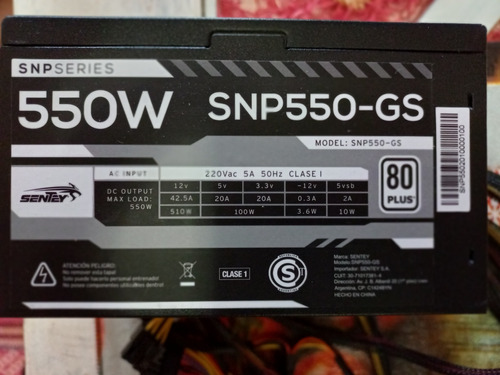 Fuente De Alimentación 550 W Sentey Black Usado