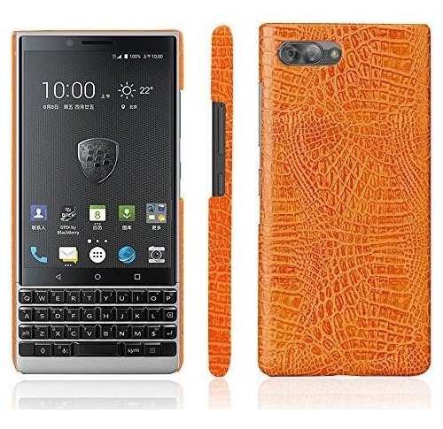 Funda Para Blackberry Key2 Cuero Sintetico Ligero En Naranja