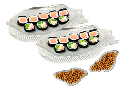 Conjunto Petisqueiras Para Servir Sushi 4 Peças Vidro