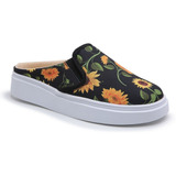 Tênis Feminino Mule Slip On Estampado Sapato Sapatênis Flor