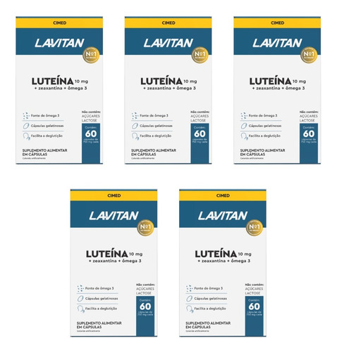 Kit 05un Suplemento Luteína Zeaxantina E Ômega 3 Lavitan 