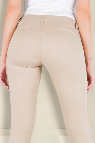 Pantalón Oggi Chinos Skinny Gabardina Khaki Dama