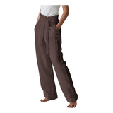 Pantalones Casuales Holgados Con Vendaje Liso Para Mujer, De