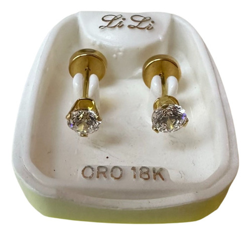 Aros Abridores De Oro Amarillo 18k Piedra Grifa 4mm  Mod123