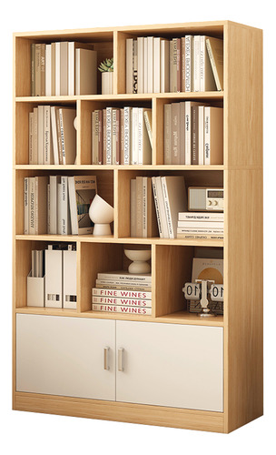 Libreros Minimalista Blanco Estante Madera Con 2 Puertas