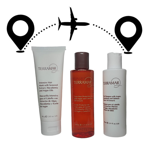 Kit De Viaje Terramar, Shampoo, Mascarilla, Aceite Protector