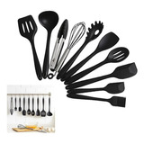 Kit 10 Utensílios Silicone Cozinha Colher Concha Espátula