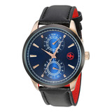 Swisstek Reloj Rojo Para Hombre Con Correa De Cuero Genuino 