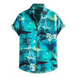 Camisa De Playa Para Hombre Manga Corta Hawaiana