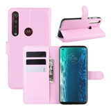 Capa Capinha Carteira Couro Motorola Edge Com Tela De 6.7 Cor Rosa