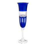 Taça Cristal Lapidada Champagne Azul 175ml Kleopatra 12x
