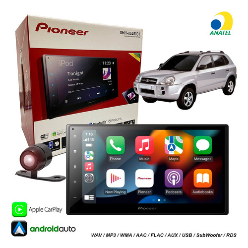 Central Multimídia Pionner Carplay Android Auto Bluetooth 7p