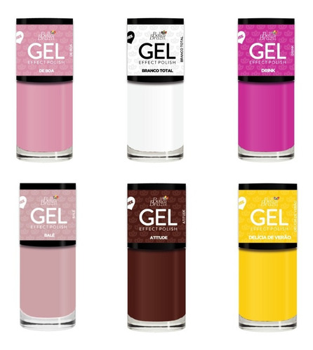 Kit Com 6 Esmaltes Efeito Gel Bella Brazil (seca Sem Cabine)