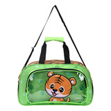 Bolso 1 Compartimento Hello Kawaii Infantil Skora Bolsillo Color Verde Liso