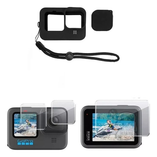 Kit Capa Silicone + Película Vidro Para Gopro Hero 9 10 11