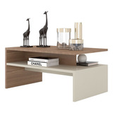 Mesa De Centro Sala De Estar Giovana Cor Off White/nature Jgl Moveis