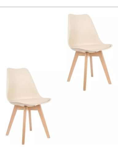 Silla Tulip Eames Beige X2 Unid Importadas Premium Cuota  