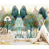 Vinilos Murales Arboles Bosque Acuarel Infantil