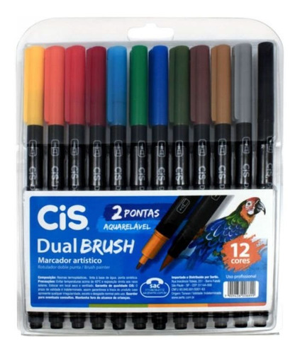 Caneta Pen Brush Cis Dual Brush 12 Cores 56.7200 27349