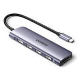 Hub Usb C 6 En 1 Con Hdmi 4k 3 Usb 3.0 Y Lector De Tarjetas