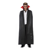 Capa Negra Disfraz Dracula Adulto 110 Cm Halloween Fiesta