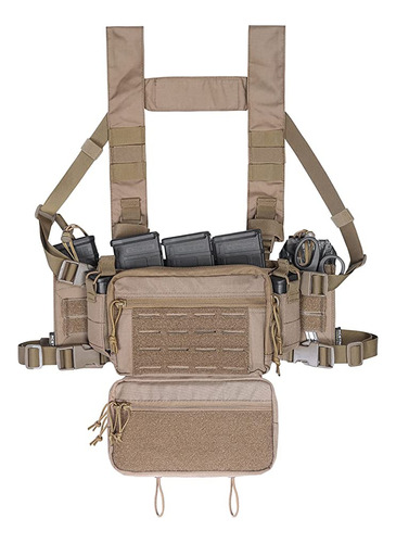 Chaleco Tactico Cargador  5.56/7.62 + 2 Pouch C/ Molle Camel