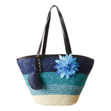 Qtkj Moda Mujer Niñas Tejido A Mano Verano Playa Tote Bolso 