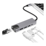 Adaptador Hub Usb Tipo C  5 En 1  A : Rj45 ,hdmi, Mac, 2 Usb