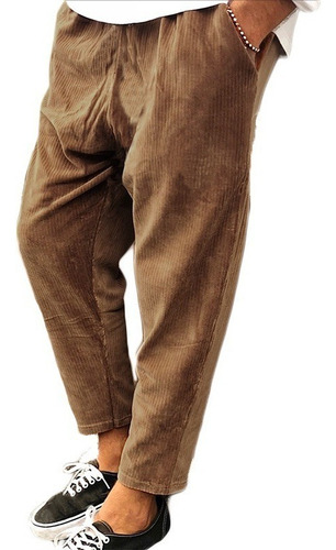 Pantalones De Pana De Pierna Recta De Hombre Corte Holgado