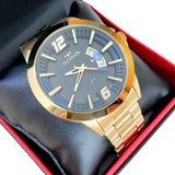 Relógio Masculino Tecnhos Dourado Com Calendário Barato +nf