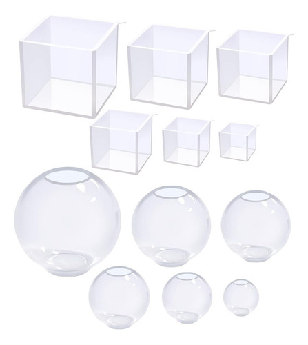 12pzs Moldes Resina Transparente Moldes Esfera Cubo Silicona