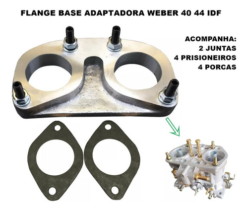 Flange Base Adaptador Alumínio Completa Weber 40 44 Idf