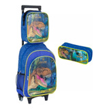 Kit Mochila Escolar Com Rodinhas Infantil Menino Estojo