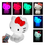 Luminária Abajur Hello Kitty Led 7 Cores Controle Remoto Cor Da Cúpula Branco Cor Da Estrutura Branca