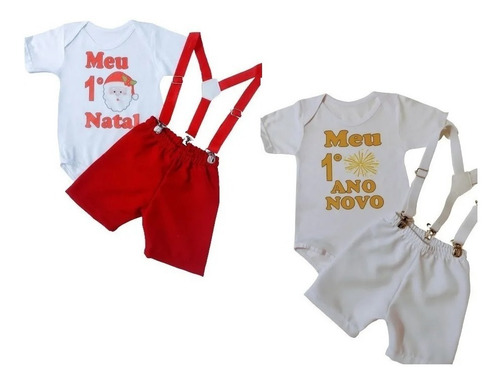 Conjunto Infantil Menino Roupa Natal + Ano Novo Réveillon
