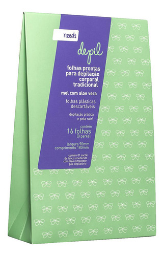 Folha Depilatória Needs Mel Aloe Vera 16 Un.+sachê Pós