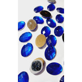 Chaton Colagem Oval Azul Royal 25x18mm Pacote Com 50gramas 