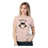 Polera Mujer Gato Michi Batman Sorpresa Algodón Orgánic An21